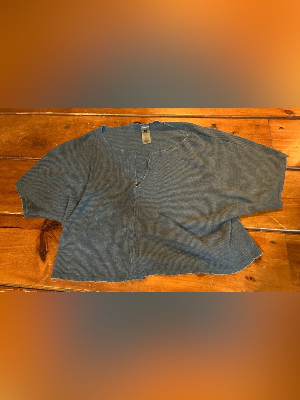 Mono B Ribbed Cropped Top - Heather Blue size large